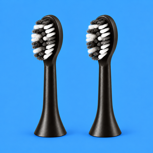 Pair of black SMYLUME replacement brush heads