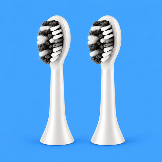 Pair of white SMYLUME replacement brush heads