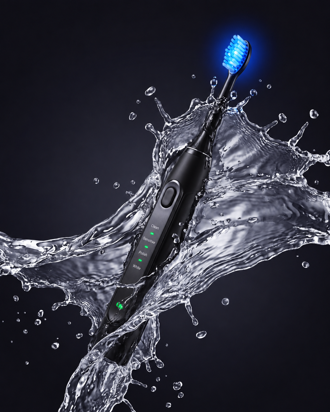 Black LED toothbrush with water splash